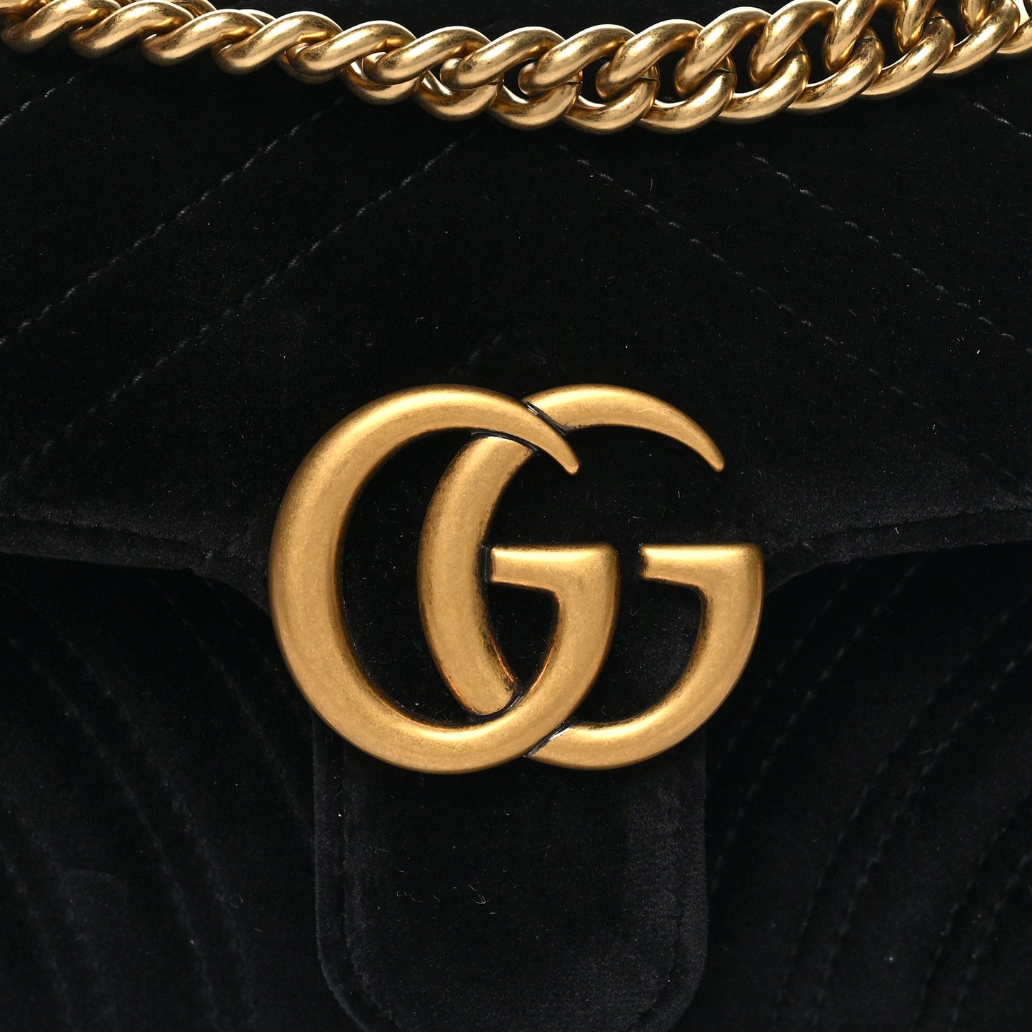 Velvet Matelasse Mini GG Marmont Shoulder Bag Black