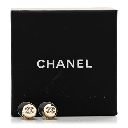 Chanel Metal Crystal CC Round Earrings Gold 5 of 5