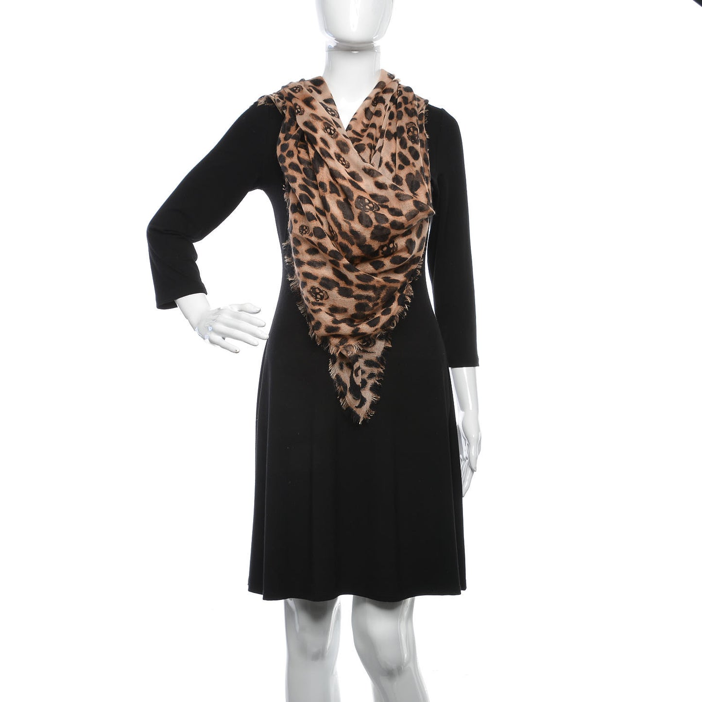 Cashmere Silk Leopard Skull Scarf Brown