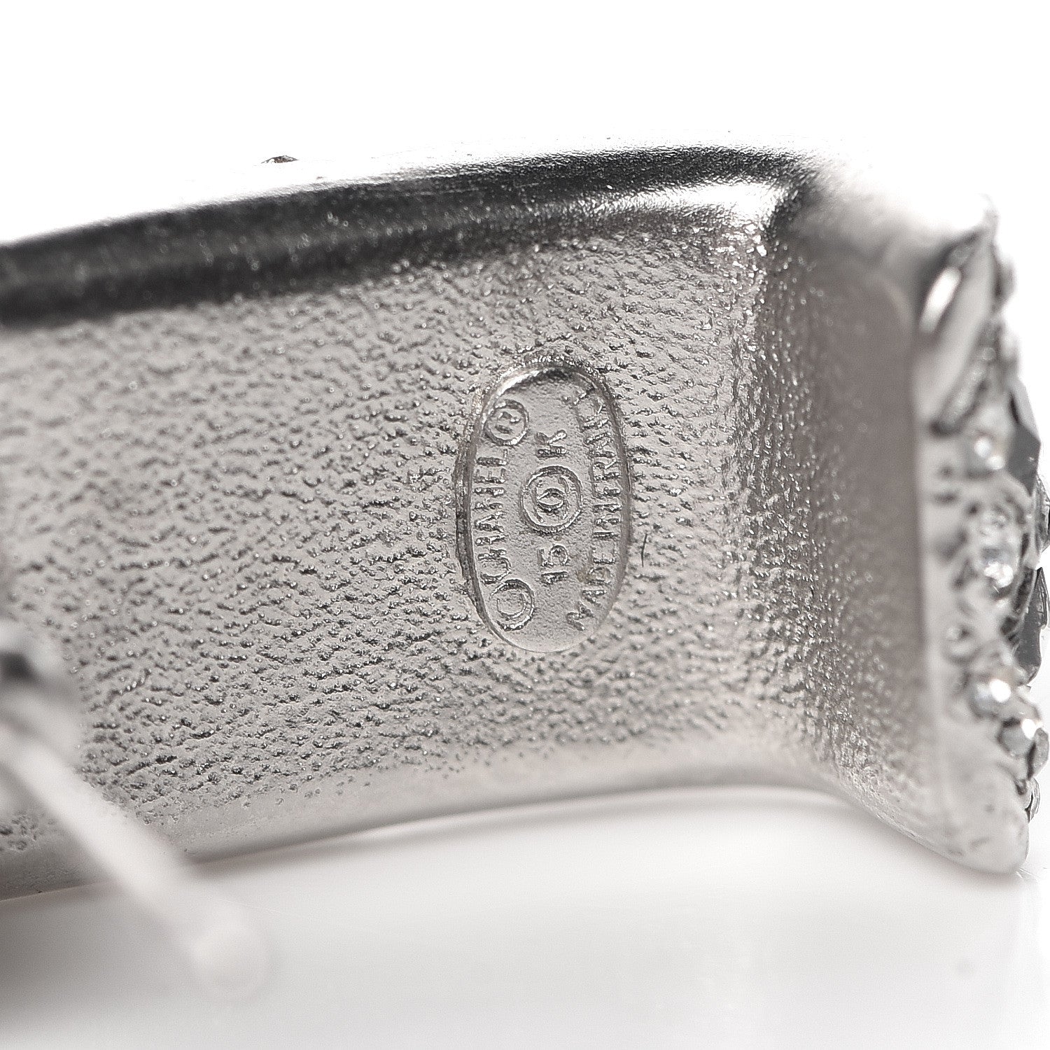 Chanel Crystal CC Hoop Earrings Black Silver 4 of 5
