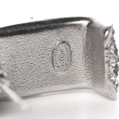 Chanel Crystal CC Hoop Earrings Black Silver 4 of 5