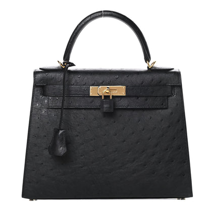 Hermes Ostrich Kelly Sellier 28 Black 1 of 13
