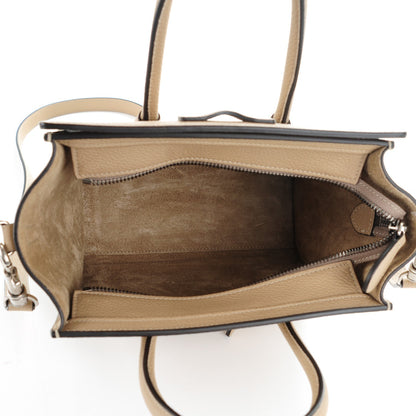 Celine Drummed Calfskin Nano Luggage Dune 5 of 7