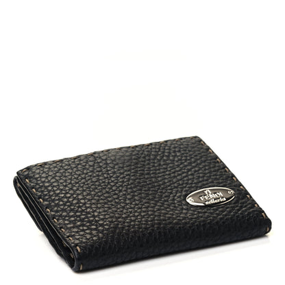 Fendi Calfskin Romano Selleria Compact Wallet Black 3 of 4