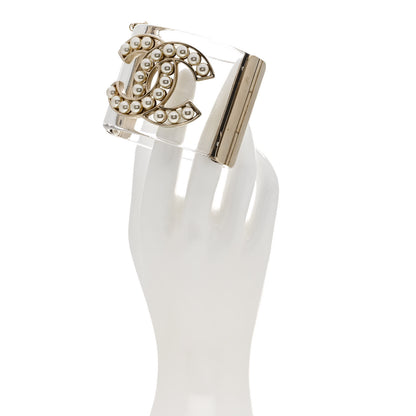 Chanel Lucite Pearl CC Cuff Light Gold 2 of 4
