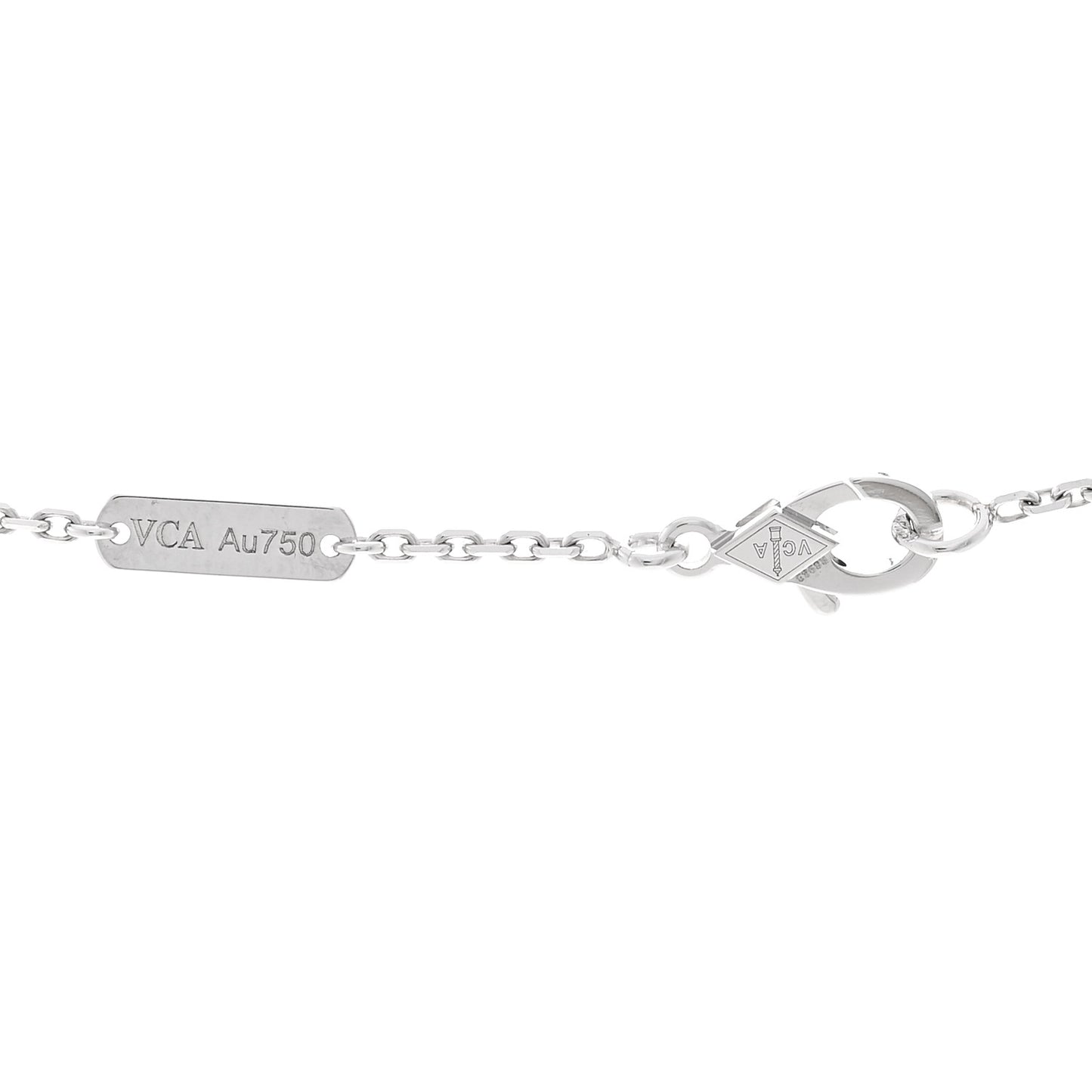 18K White Gold Guilloche Vintage Alhambra Pendant Necklace