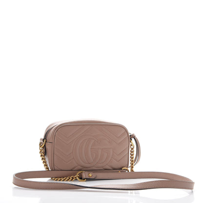 Gucci Calfskin Matelasse Mini GG Marmont Chain Shoulder Bag Nude 3 of 8