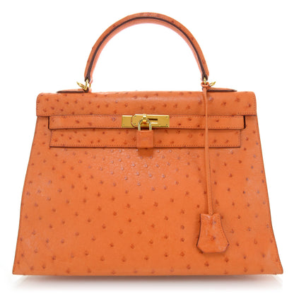 Hermes Ostrich Kelly 32 Orange 2 of 10