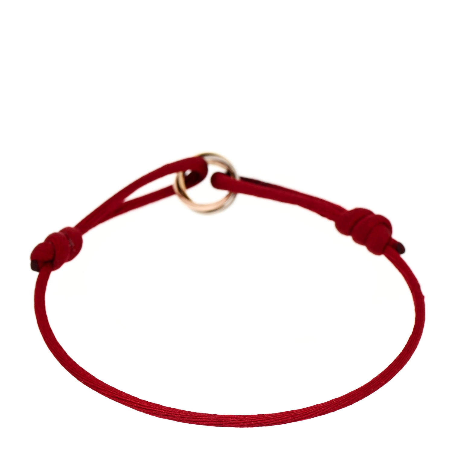 Cartier 18K Pink Yellow White Gold Trinity Cord Bracelet Red 2 of 7