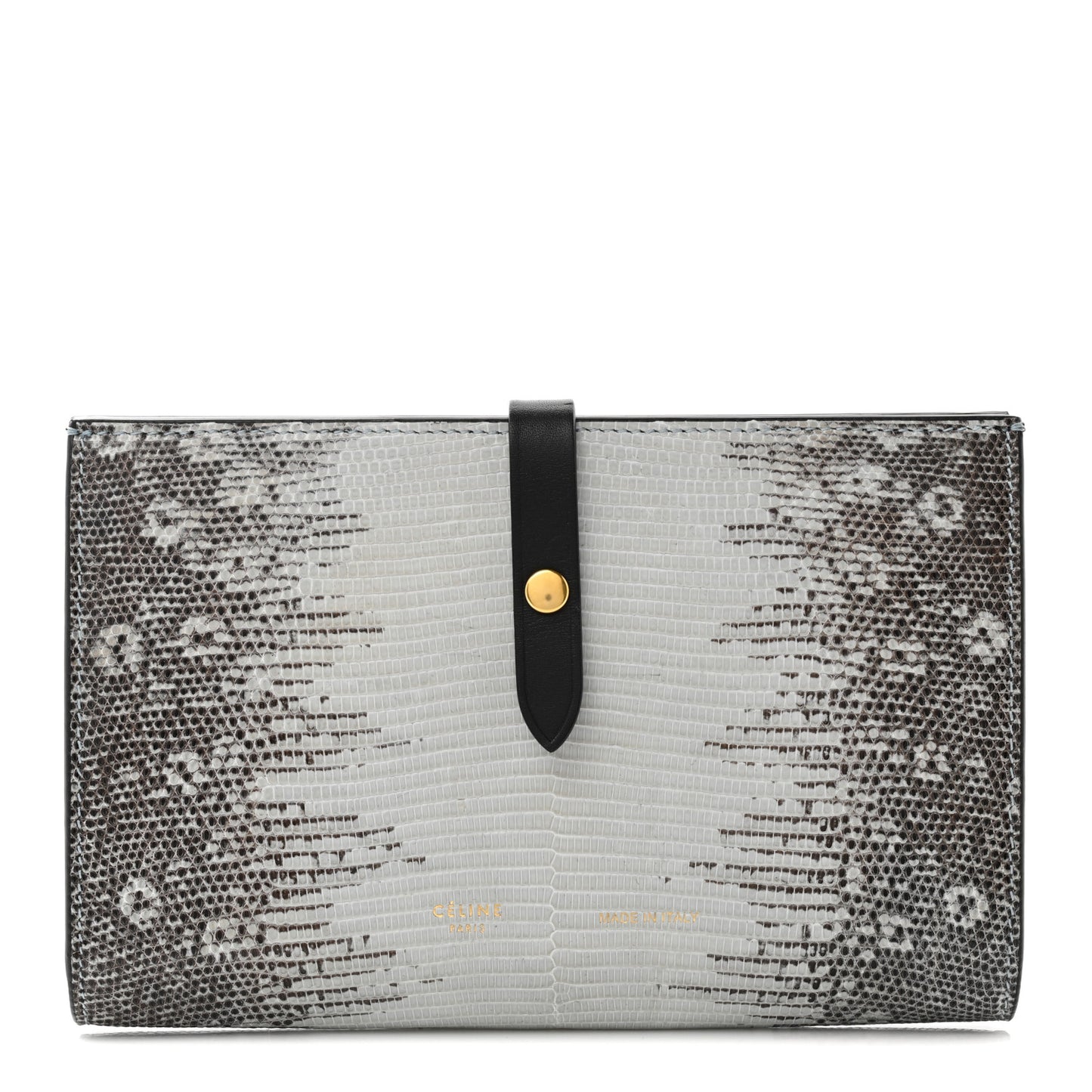 Lizard Calfskin Large Multifunction Strap Wallet Natural