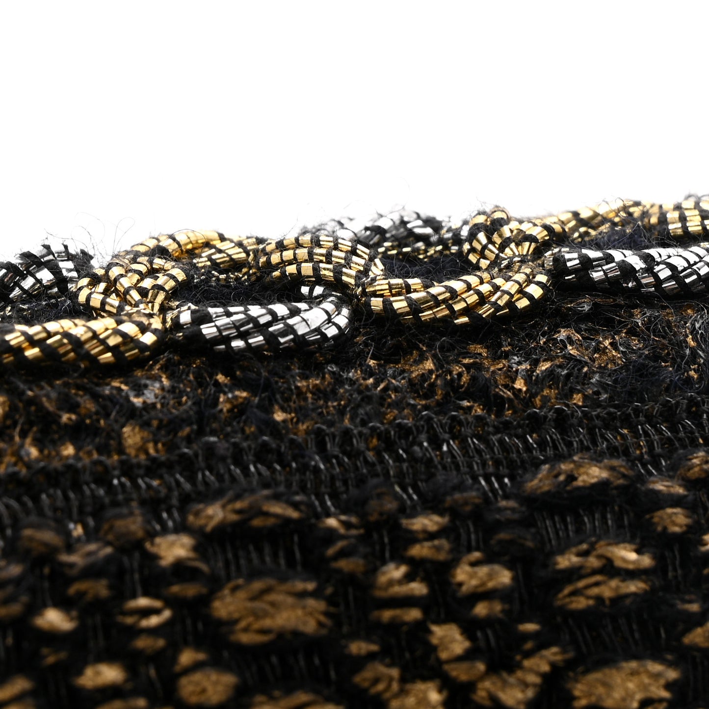 Lambskin Metallic Tweed Embroidered Mini Boy Flap Black Gold Multicolor