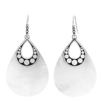 John Hardy Sterling Silver Mother of Pearl Dot Teardrop Earrings 1 of 4