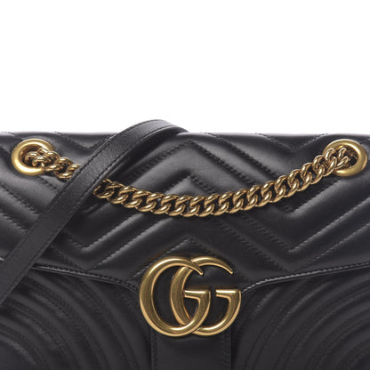 Gucci Calfskin Matelasse Small GG Marmont Shoulder Bag Black 10 of 10