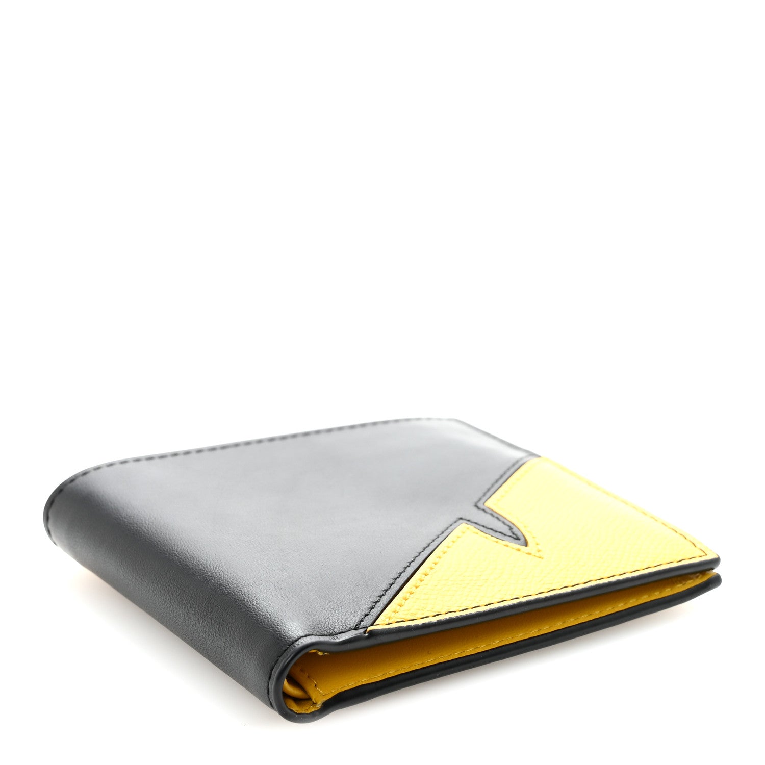 Fendi Vitello Grace Cruise Corner Bug Eye Bi-fold Wallet Black Sunflower 6 of 14