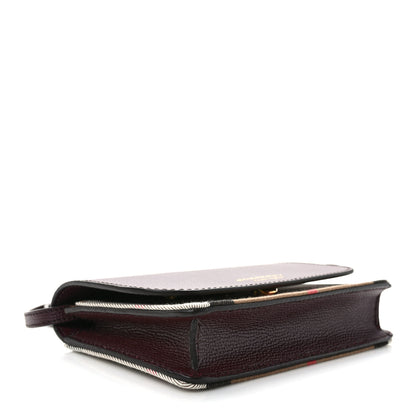 Burberry Grained Calfskin House Check Tartan Mix Hampshire Wallet On Chain Burgundy 3 of 7