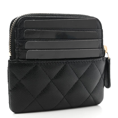 Chanel Caviar Quilted Zip Card Holder Wallet Black 3 of 8