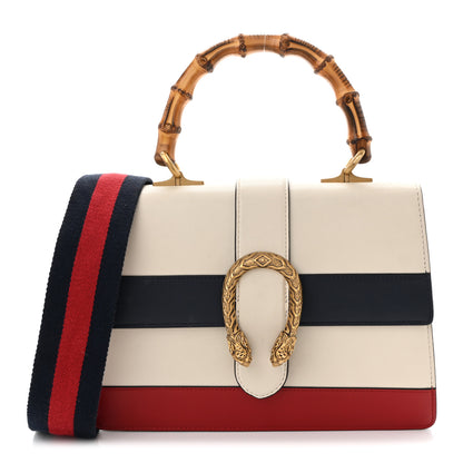 Gucci Calfskin Bamboo Web Medium Dionysus Top Handle Bag White Blue Hibiscus Red 1 of 11