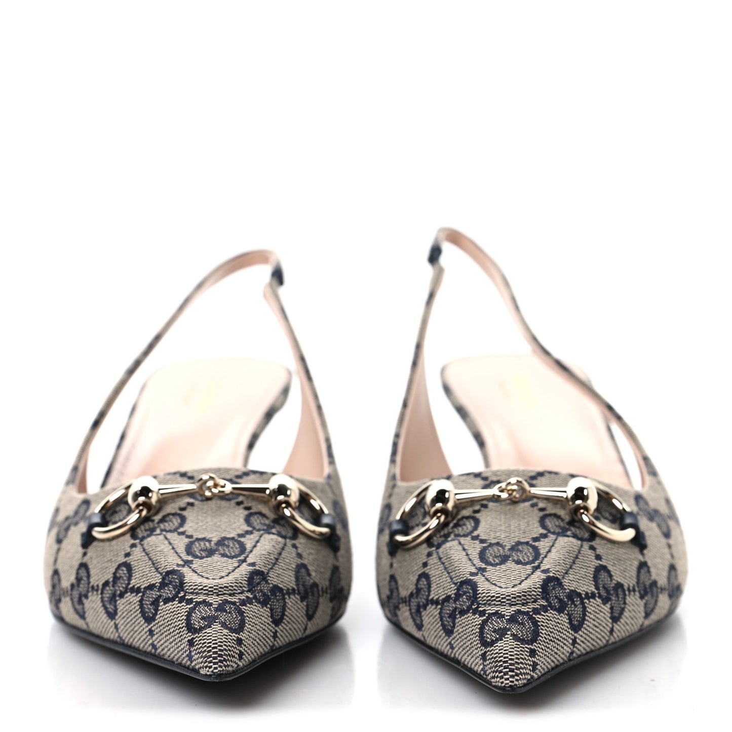 Monogram Horsebit 35mm Slingback Pumps 40 Beige Blue