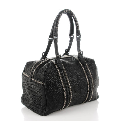 Bottega Veneta Pebbled Lambskin Top Handle Satchel Nero Black 3 of 8