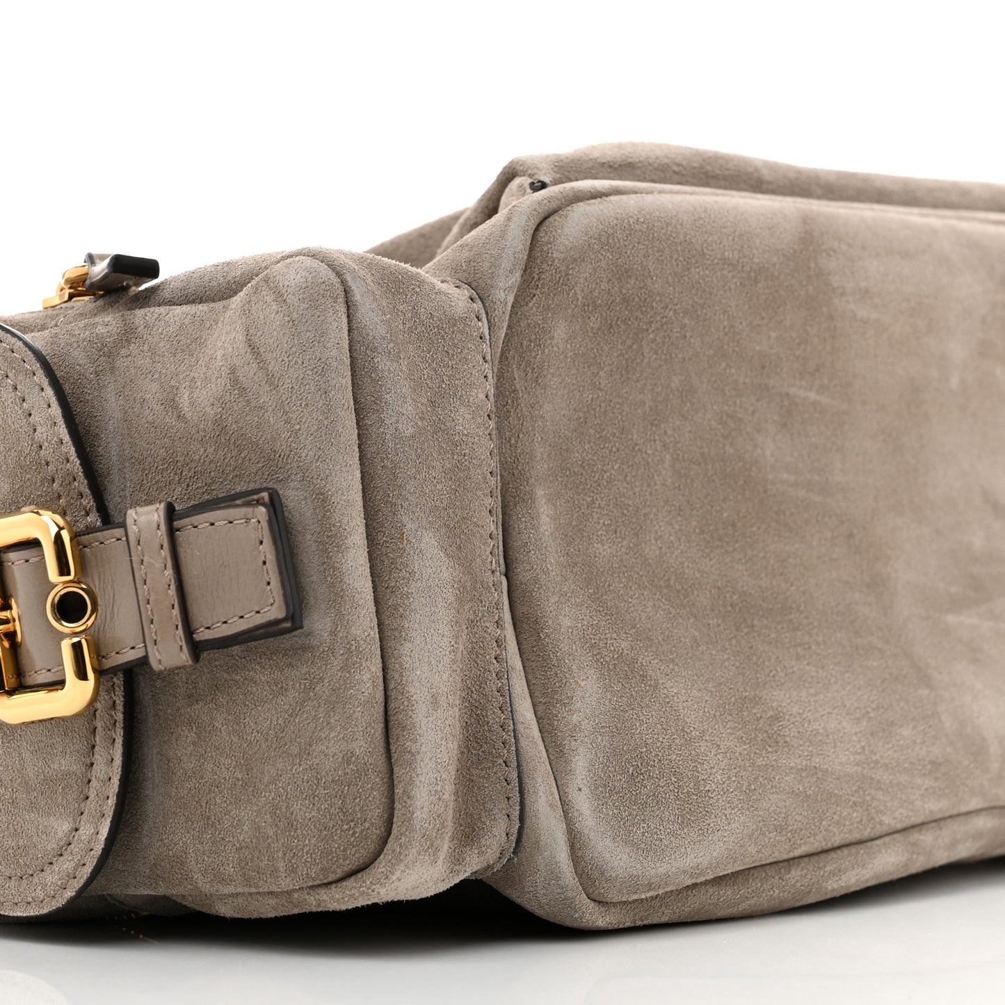 Suede Calfskin Medium Double Carry Camera Bag Motty Grey