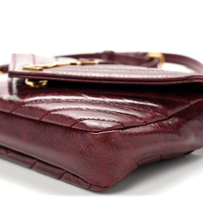 Saint Laurent Shiny Calfskin Matelasse Chevron Monogram Mini College Bag Deep Hot Wine 9 of 11