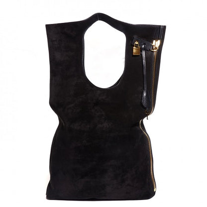 Tom Ford Suede Large Alix Padlock And Zip Shoulder Bag Black 1 of 14