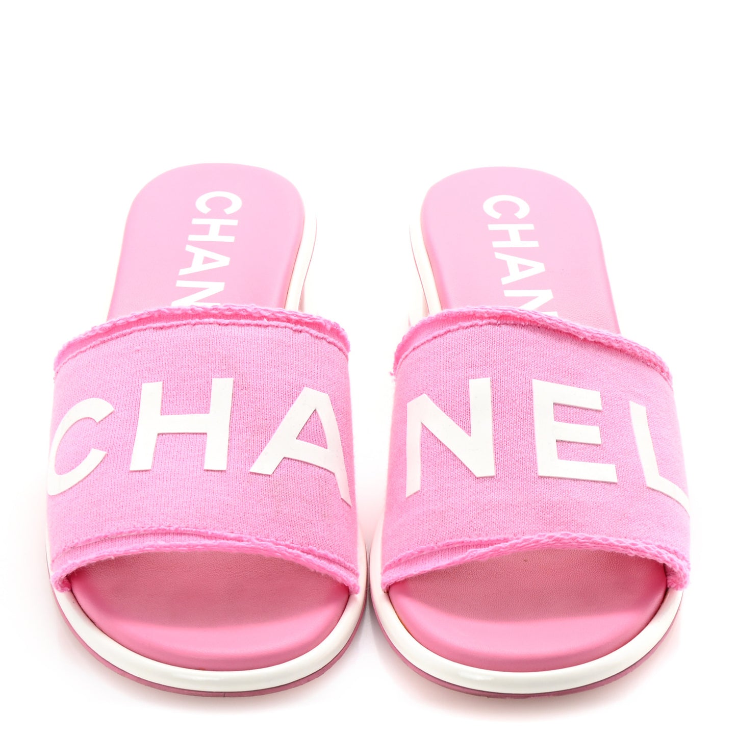 Cotton Logo Mule Sandals 40 Pink White