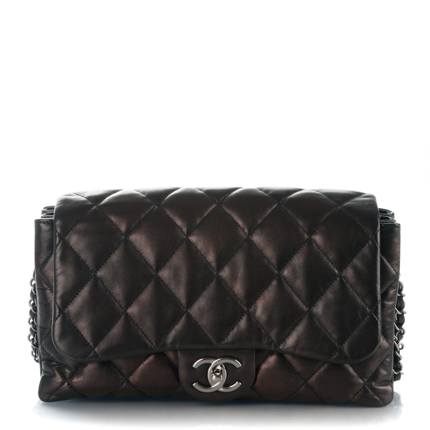 Chanel Lambskin Quilted 3 Accordion Flap Bag Black 1 of 7