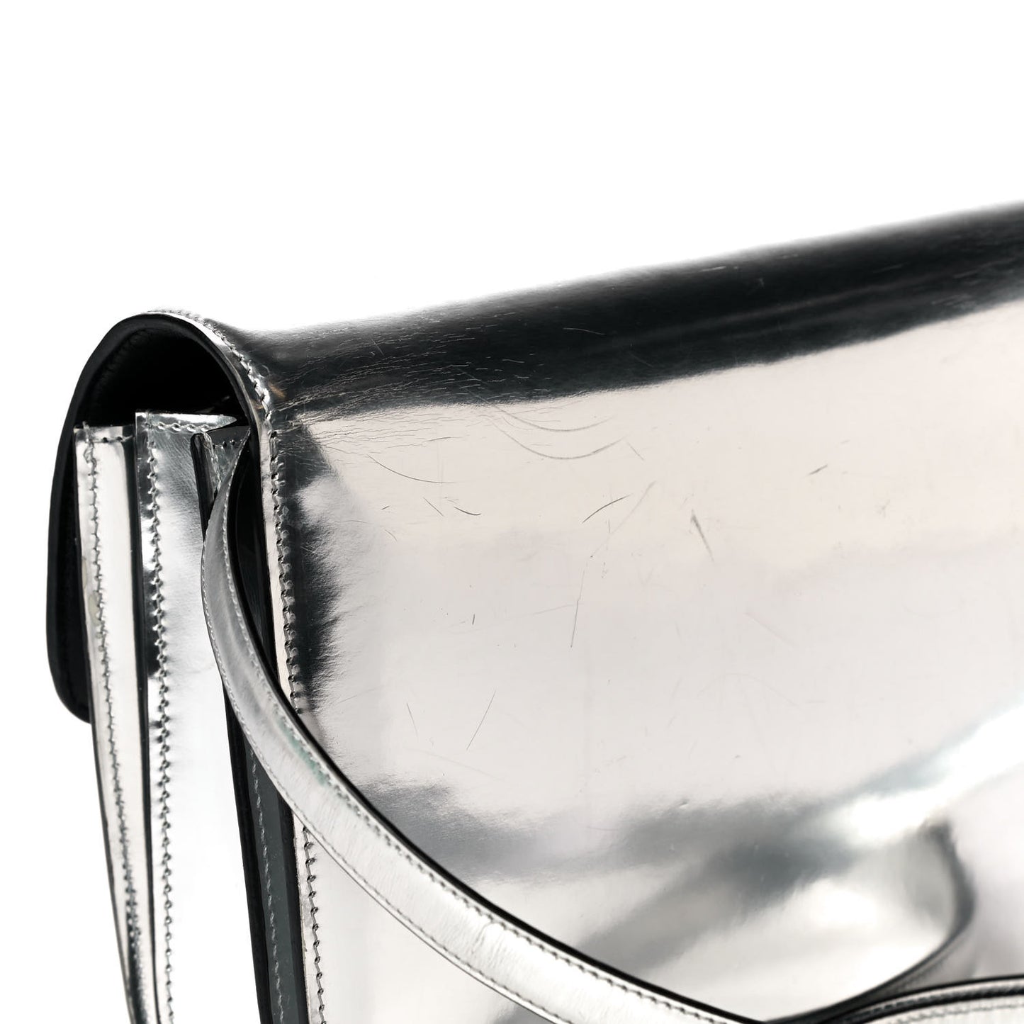 Mirror Box Calfskin Medium Classic Box Flap Bag Silver