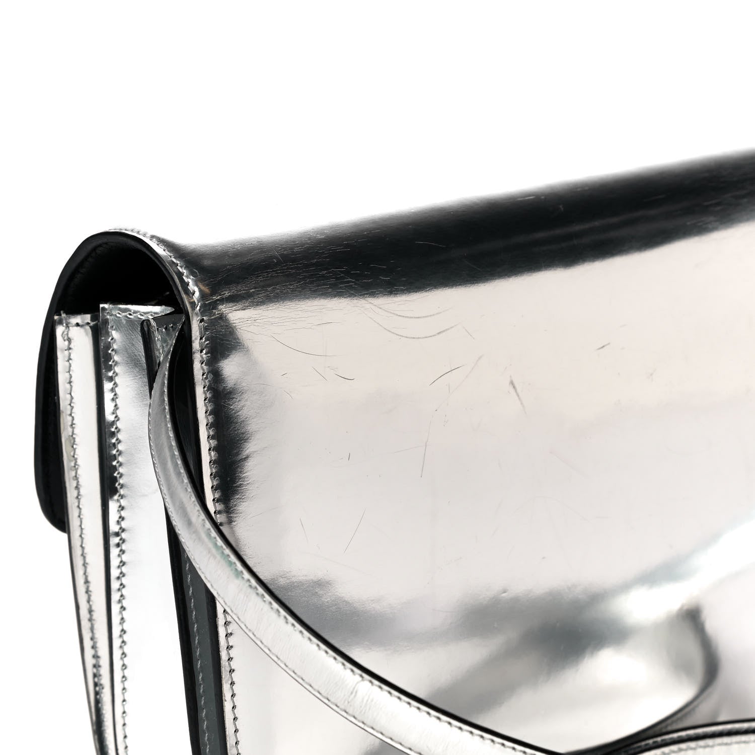 Celine Mirror Box Calfskin Medium Classic Box Flap Bag Silver 20 of 24