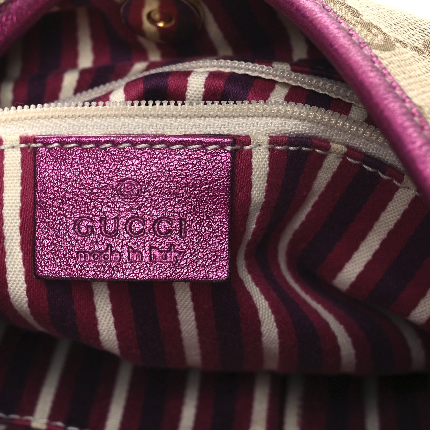 Gucci Metallic Calfskin Monogram Medium New Britt Hobo  Pink 6 of 13