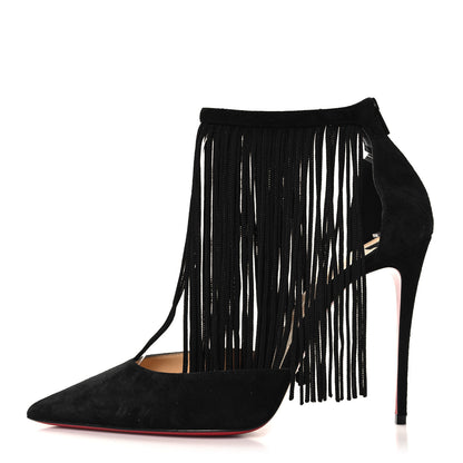 Christian Louboutin Veau Velours Fringe Courtain 100 Pumps 39.5 Black 1 of 7