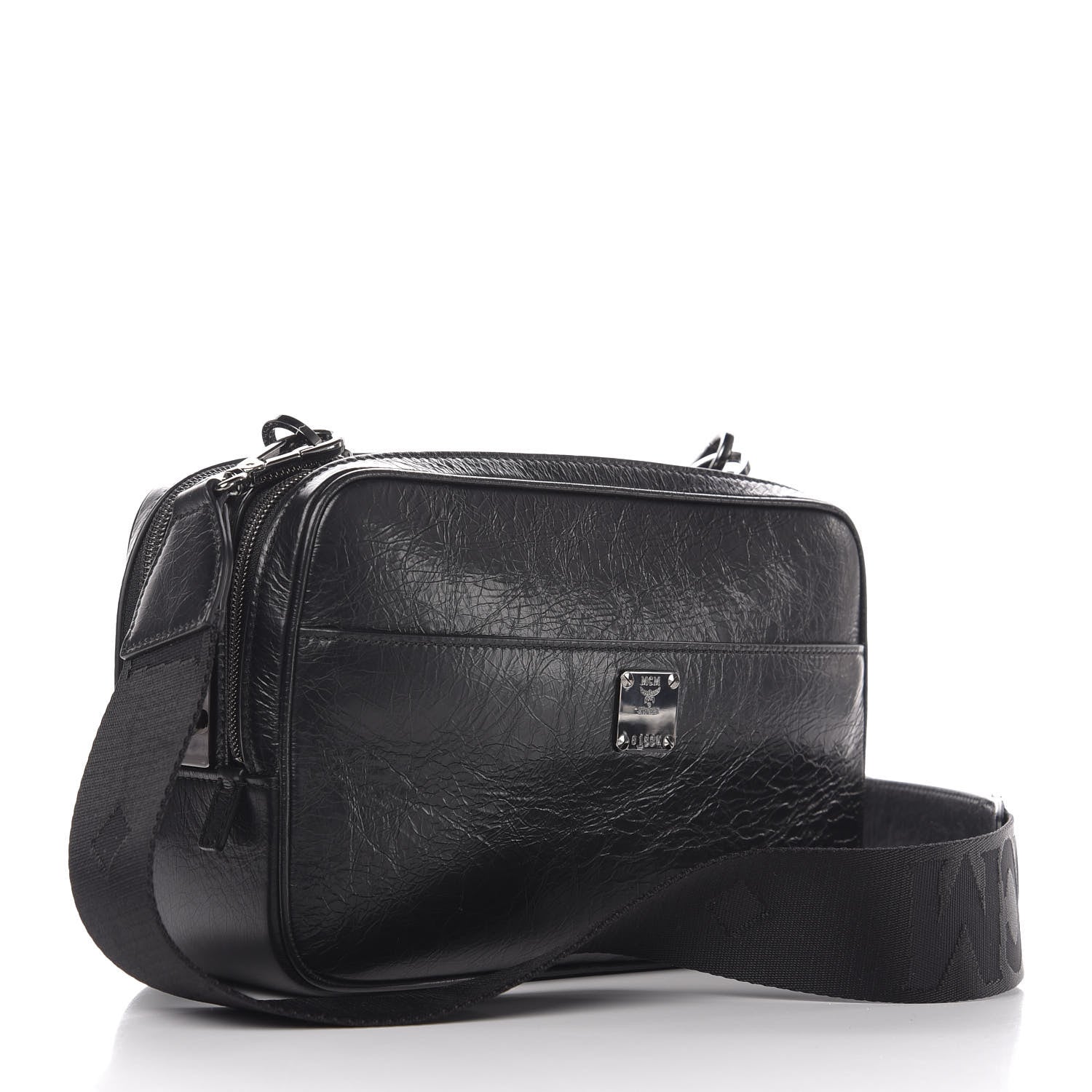 MCM Crushed Calfskin Logo Crossbody Bag Black 3 of 18