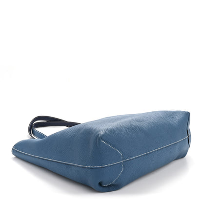 Hermes Taurillon Clemence Double Sens 45 Reversible Tote Bleu Izmir Bleu Saphir 6 of 21