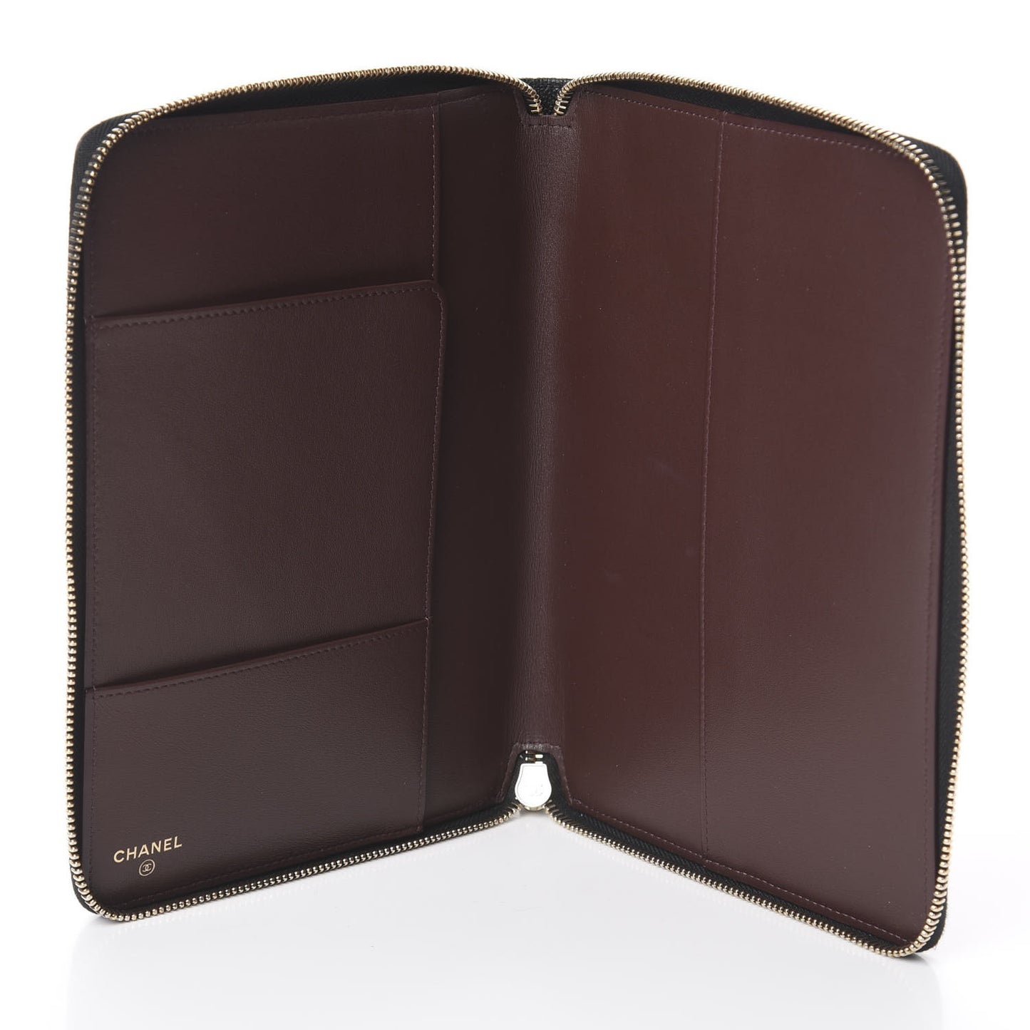 Caviar Quilted Zip Around Notebook Agenda Cover Black