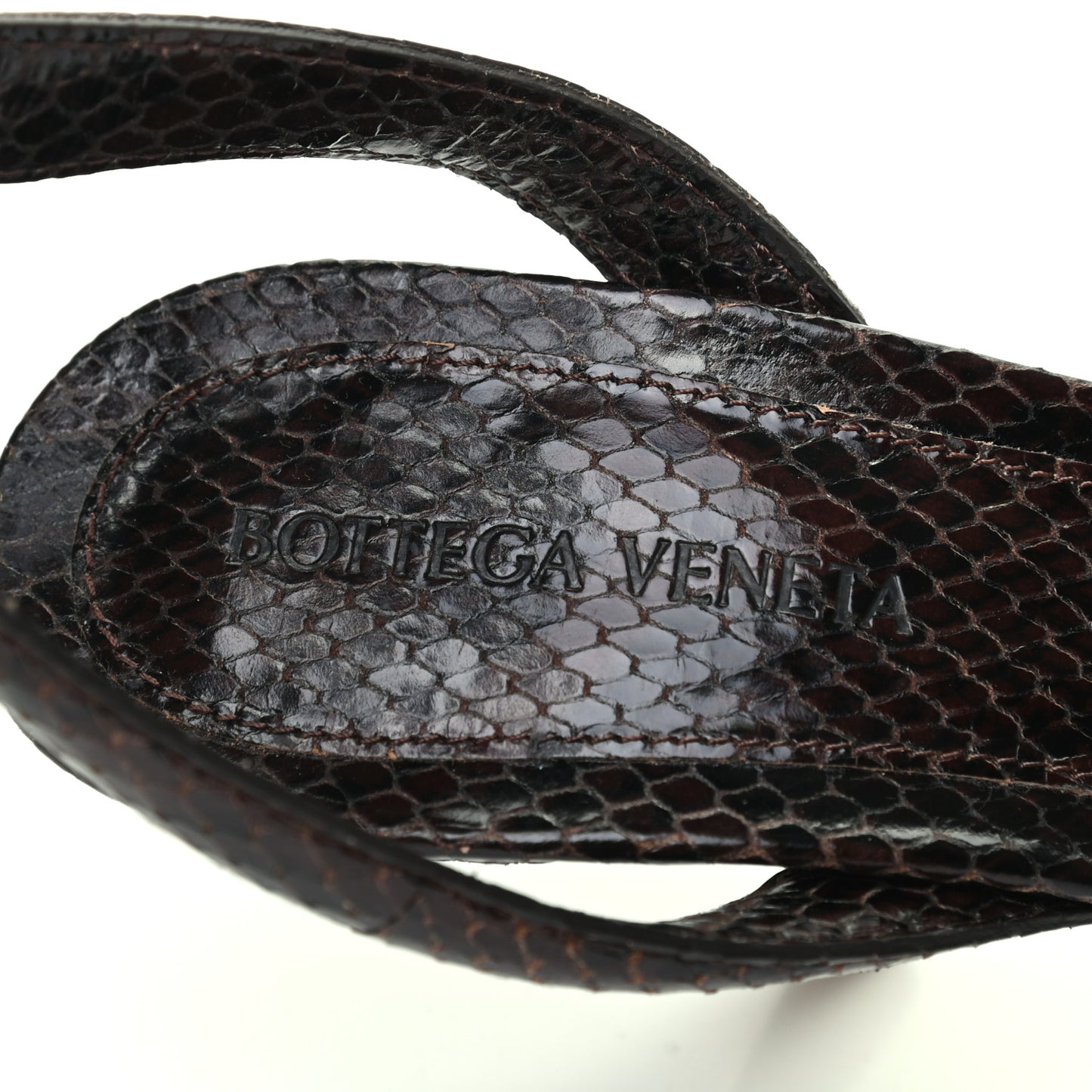 Python Printed Calfskin Spiral Sandals 37 Chocolate
