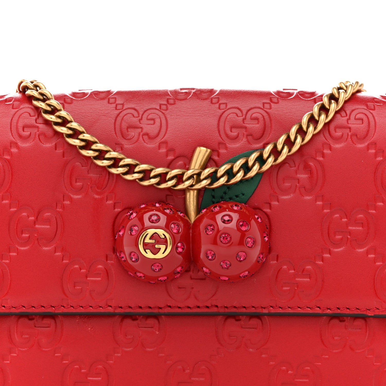 Gucci Guccissima Mini Cherry Chain Bag Hibiscus Red 7 of 12