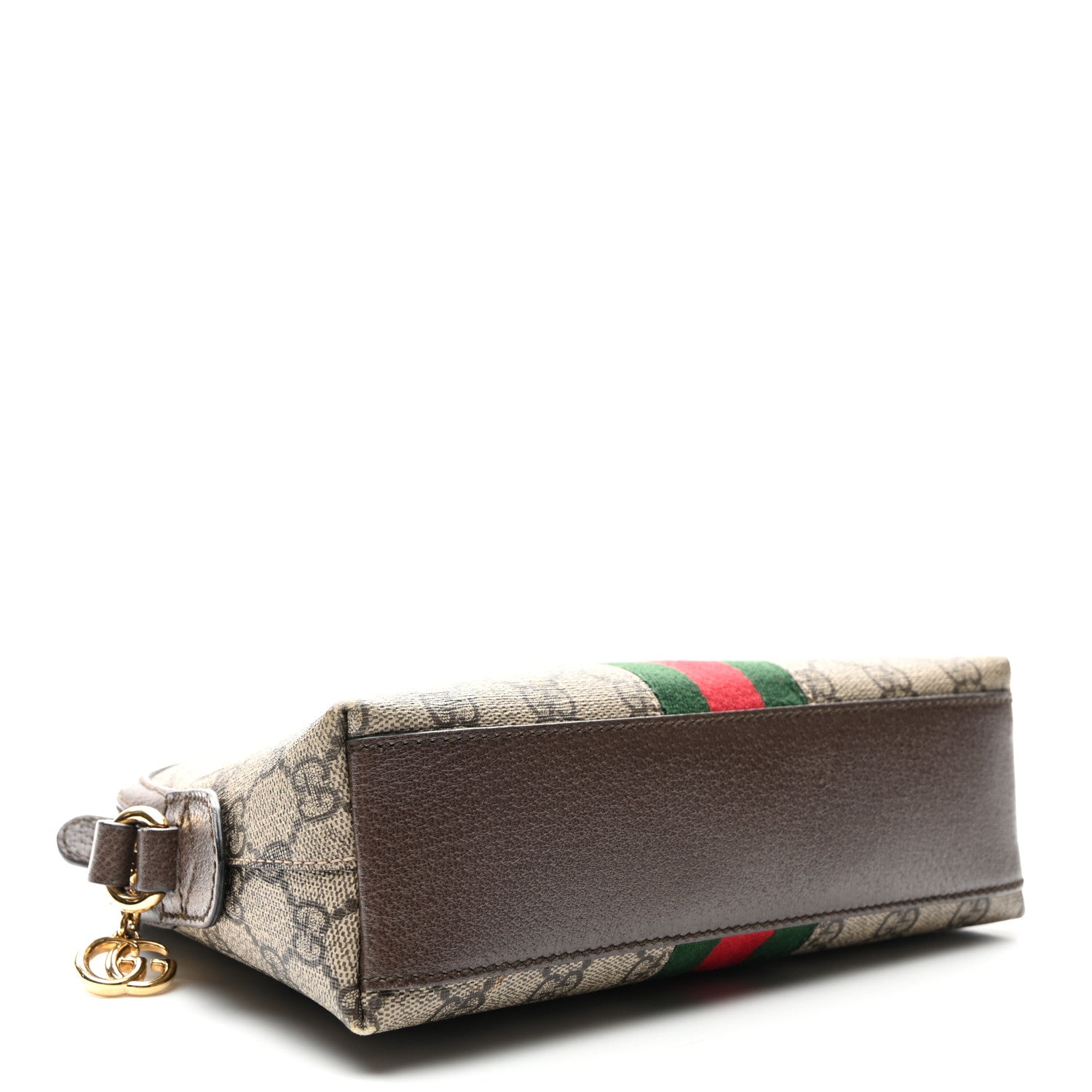 Gucci GG Supreme Monogram Textured Dollar Calfskin Web Small Ophidia Dome Shoulder Bag Beige Ebony New Acero 4 of 11