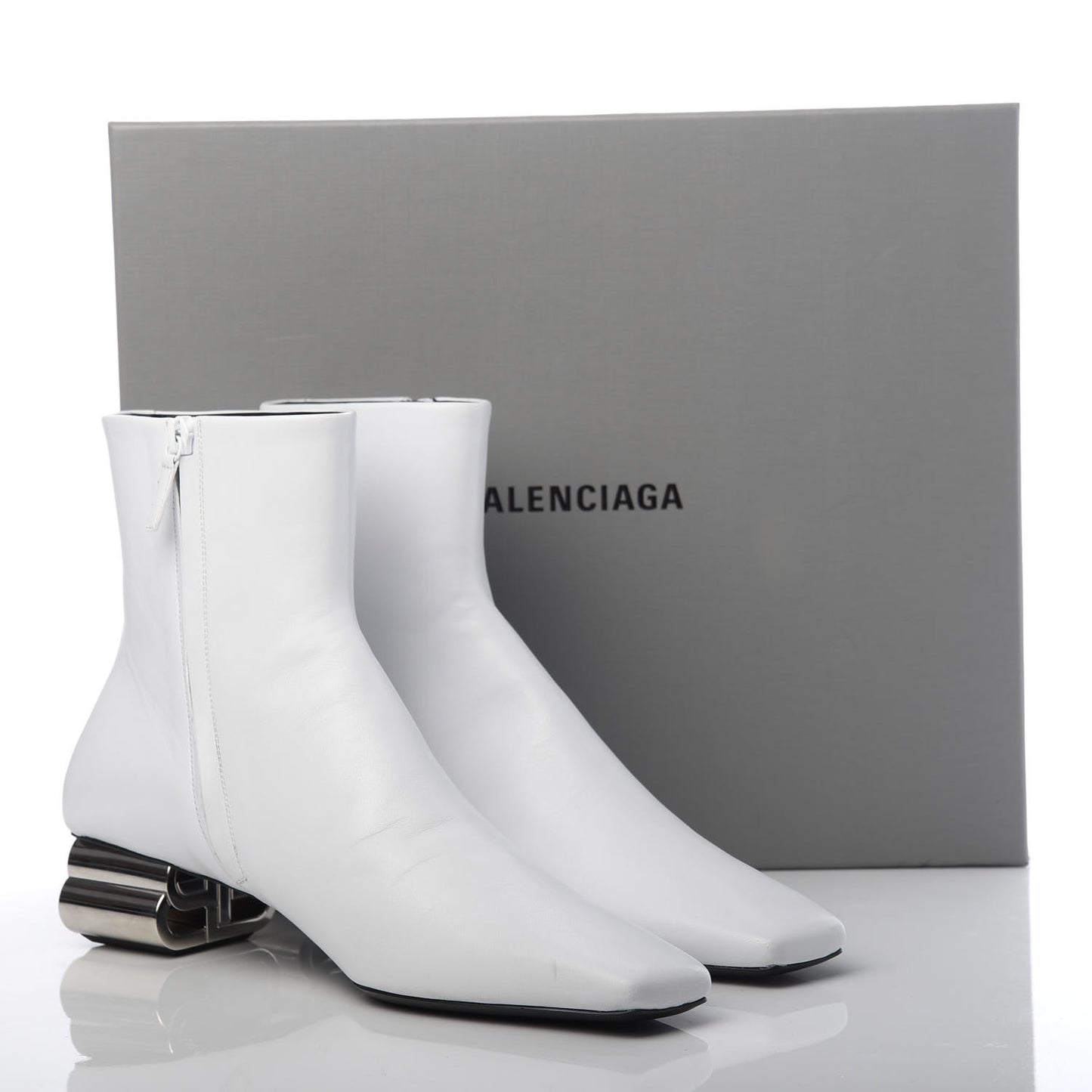 Shiny Sheepskin Typo Ankle Booties 39 White