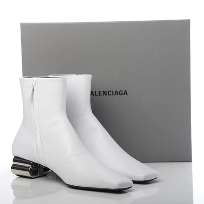 Balenciaga Shiny Sheepskin Typo Ankle Booties 39 White 10 of 11
