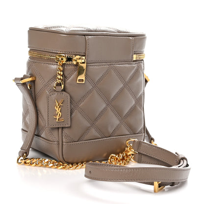 Saint Laurent Grain de Poudre Quilted 80's Vanity Bag Dark Beige 3 of 10
