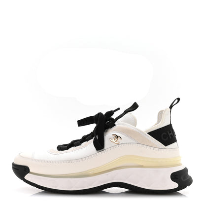 Chanel Velvet Calfskin Mixed Fibers CC Sneakers 40 Ivory Black 1 of 8