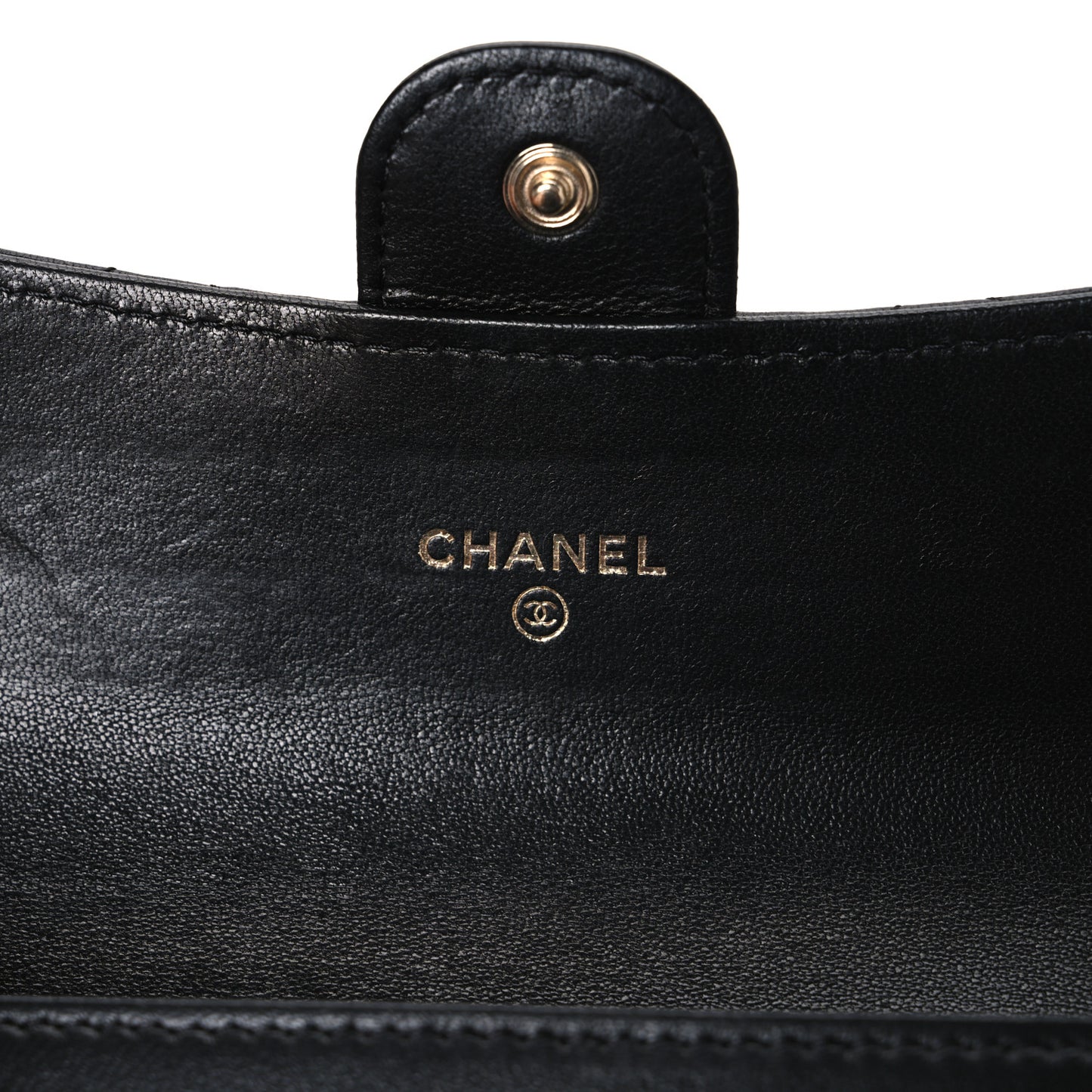 Lambskin Quilted Medium Gusset Flap Wallet Black