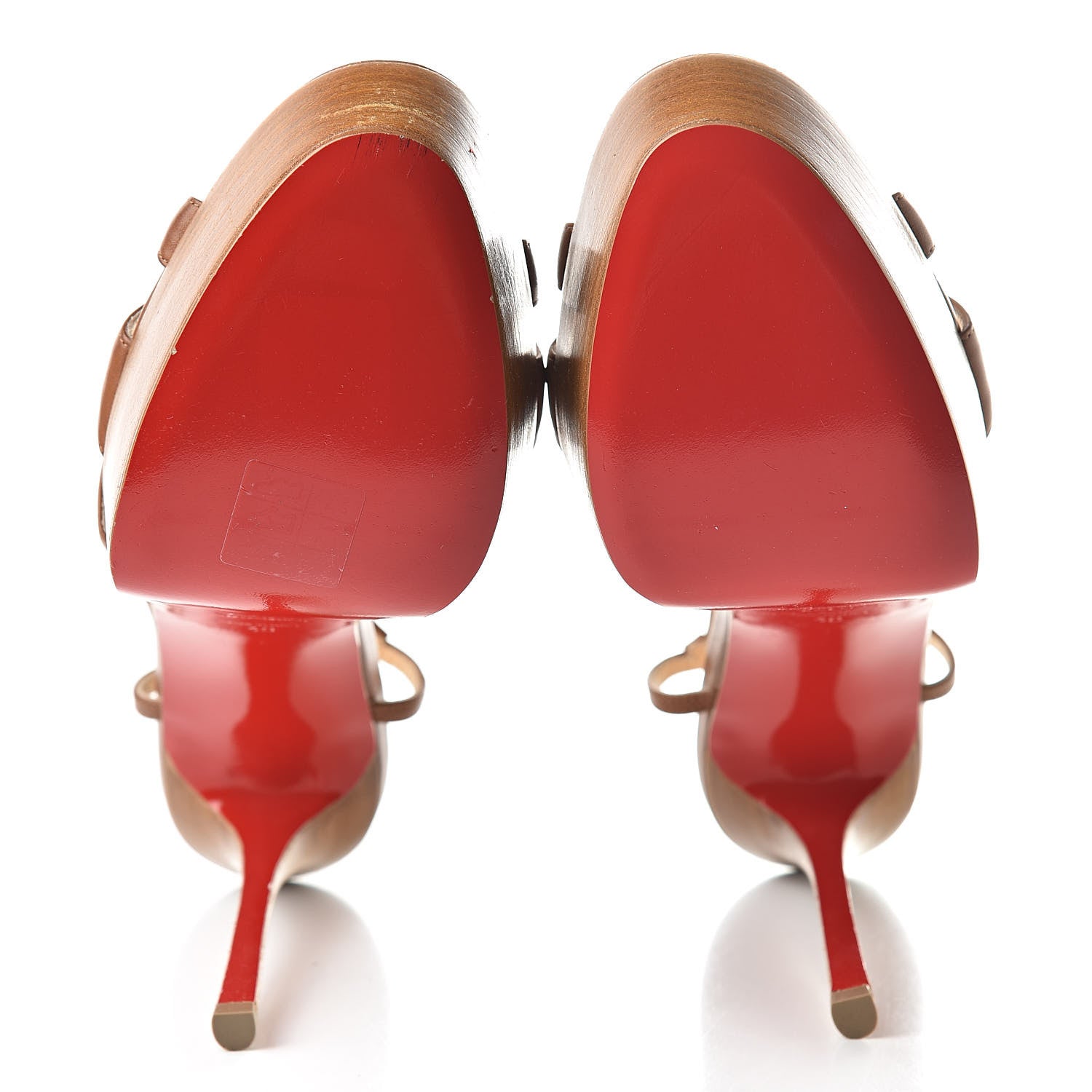 Christian Louboutin Noce Lucido Calfskin Veracite 130 Open Toe Platform Sandals 40 Cuoio 5 of 9