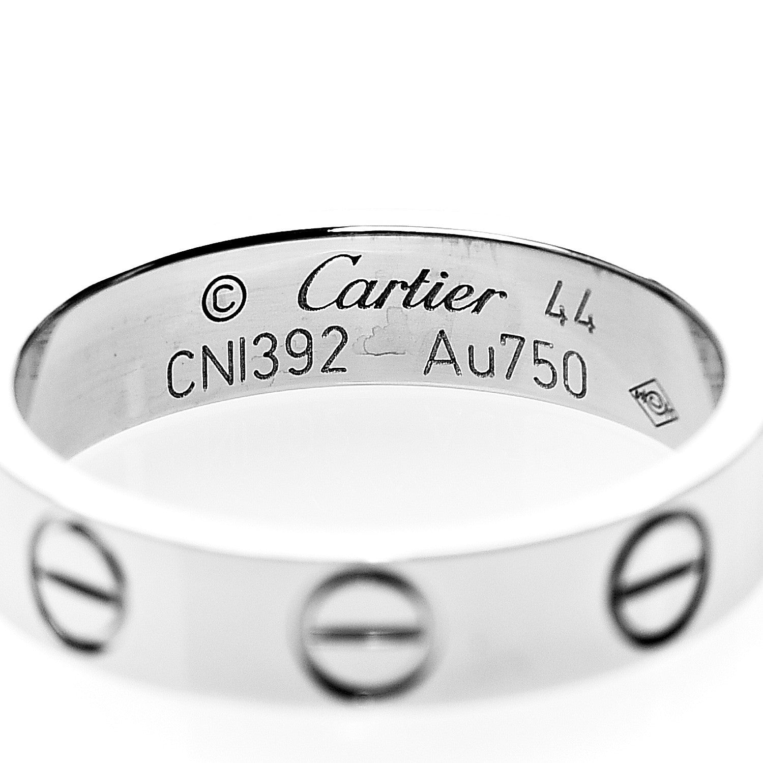 Cartier 18K White Gold 3.5mm LOVE Wedding Band Ring 44 3 3 of 4