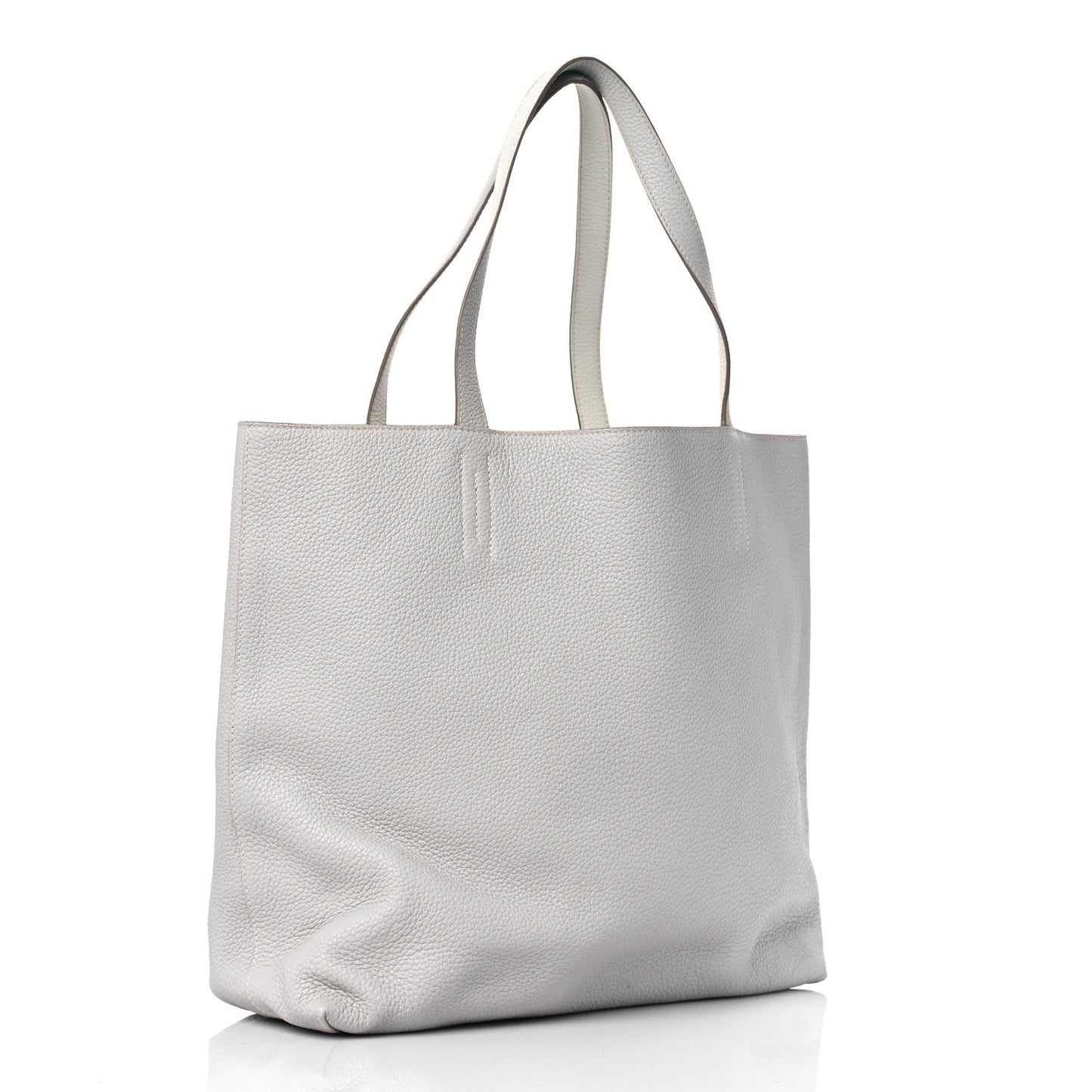 Taurillon Clemence Double Sens 45 Reversible Tote White Gris Perle