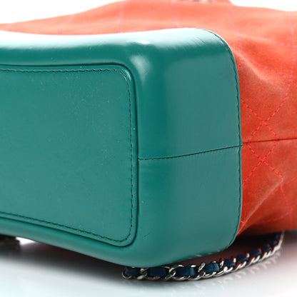 Chanel Suede Calfskin Quilted Small Gabrielle Backpack Orange Green 12 of 12