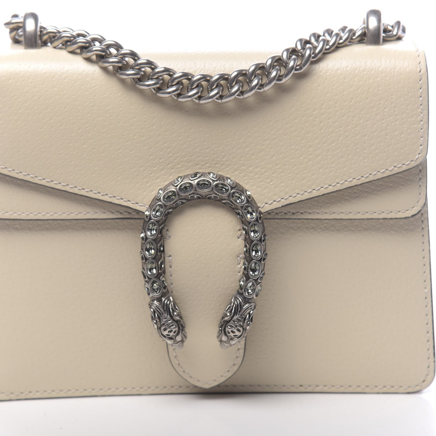 Textured Calfskin Crystal Mini Dionysus Shoulder Bag Mystic White