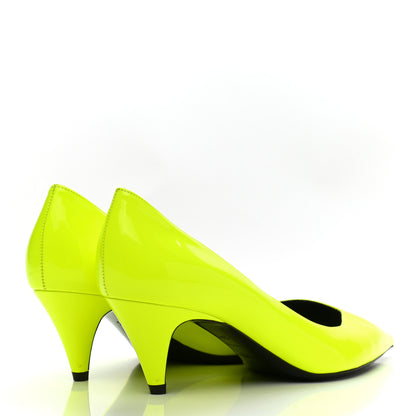 Saint Laurent Patent Calfskin Kiki 55 Pumps 39.5 Neon Yellow 4 of 11