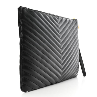 Saint Laurent Calfskin Matelasse Chevron Monogram Document Holder Black 3 of 9